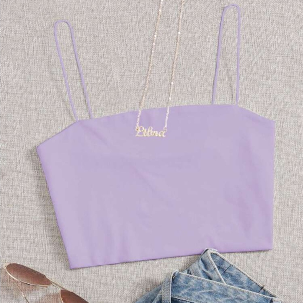 SHEIN Lavendar Spaghetti Strap Fitted Crop Camisole